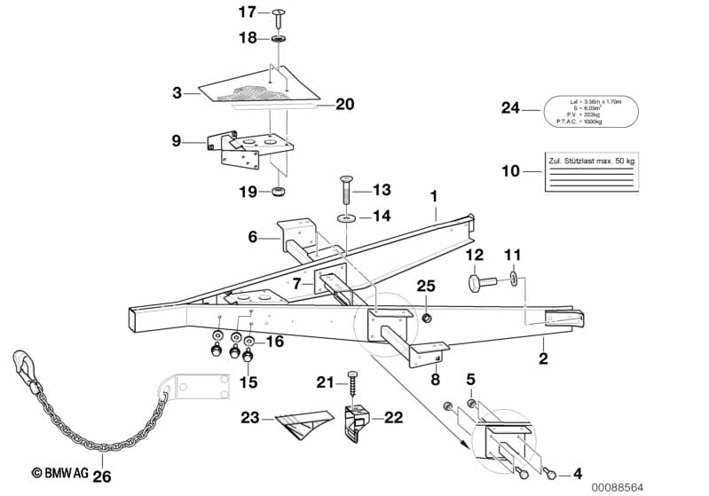 Trailer, individual parts, towbar