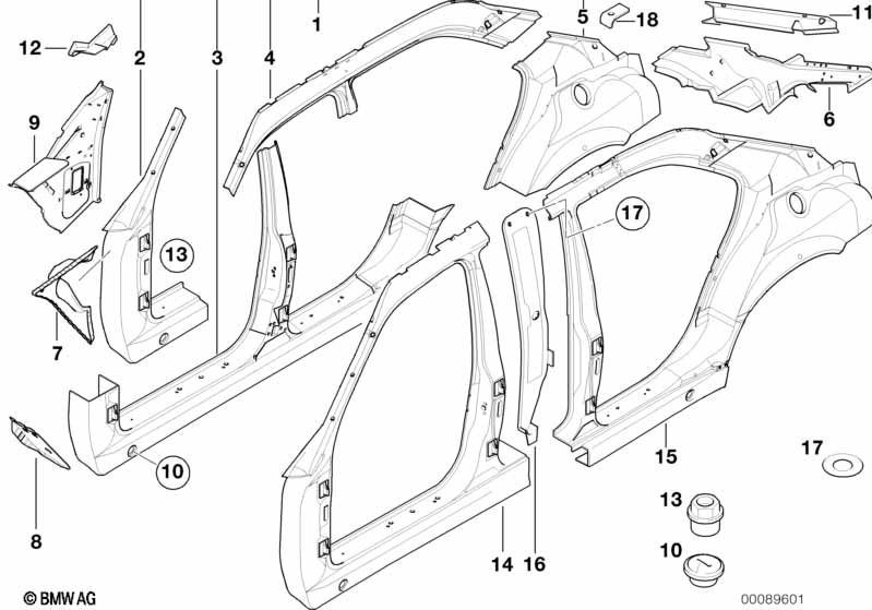Genuine BMW 41218170410 E38 Connect.Plate F.Right Side Panel Frame (Inc. 728iL, 735iL & 730iL) | ML Performance EU Car Parts