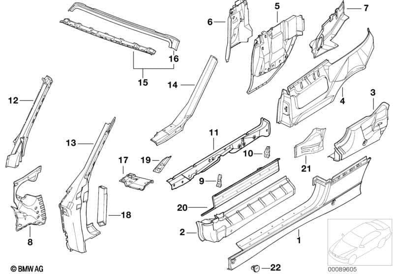 Single components for body-side frame