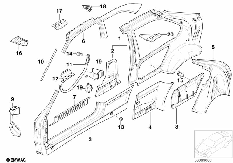 Single components for body-side frame