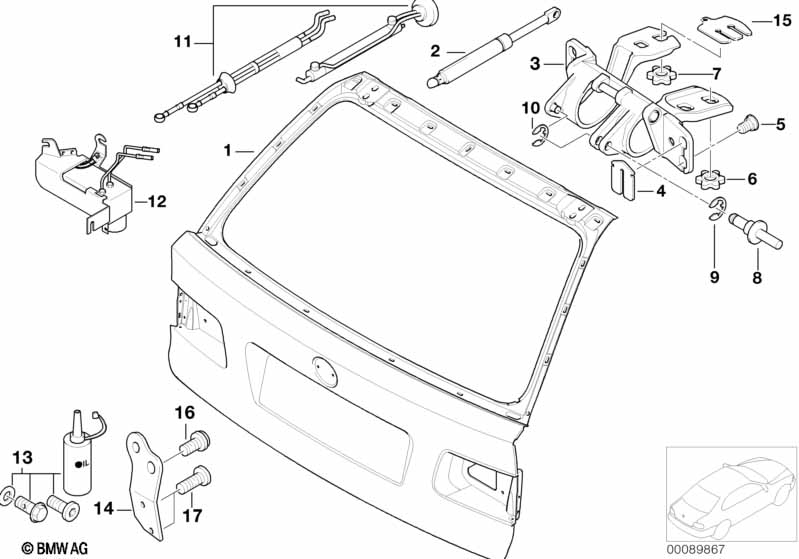 Trunk lid hydraulic parts