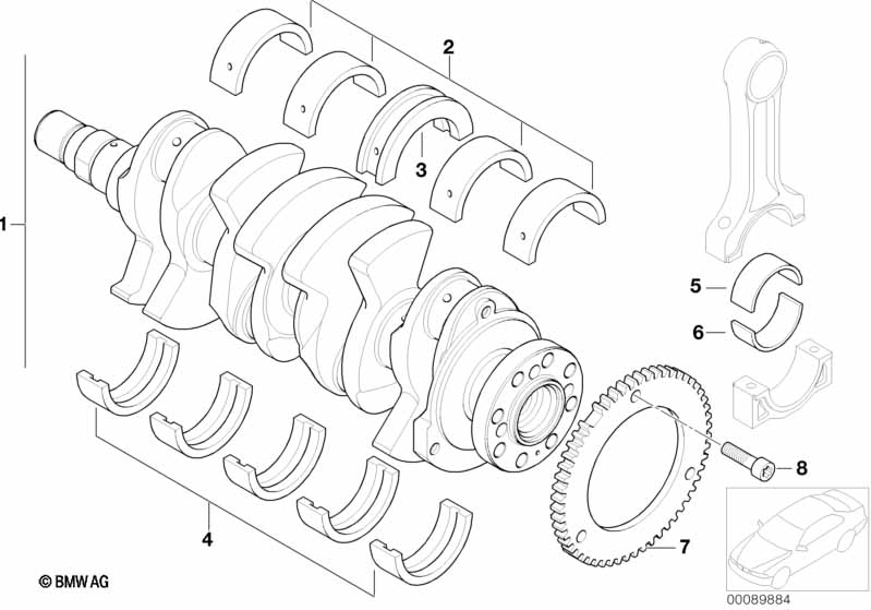 Cranksh.drive crankshaft/ bearing shells