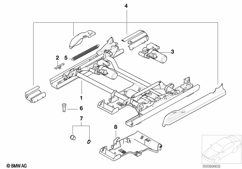 Front seat rail electrical/single parts