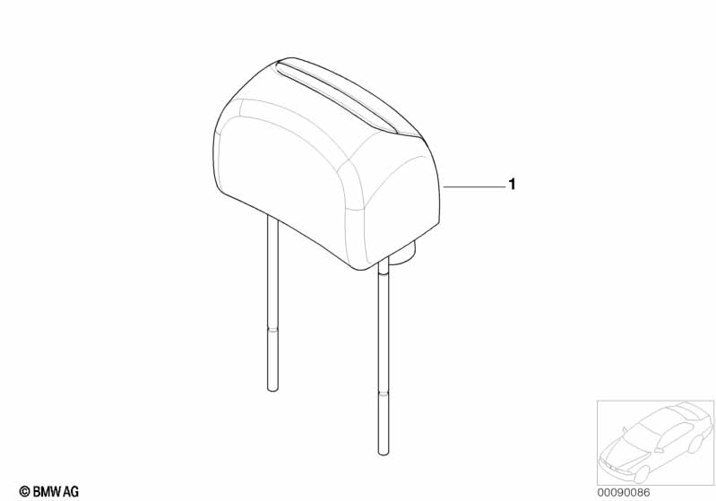 Individual headrest, leather, rear