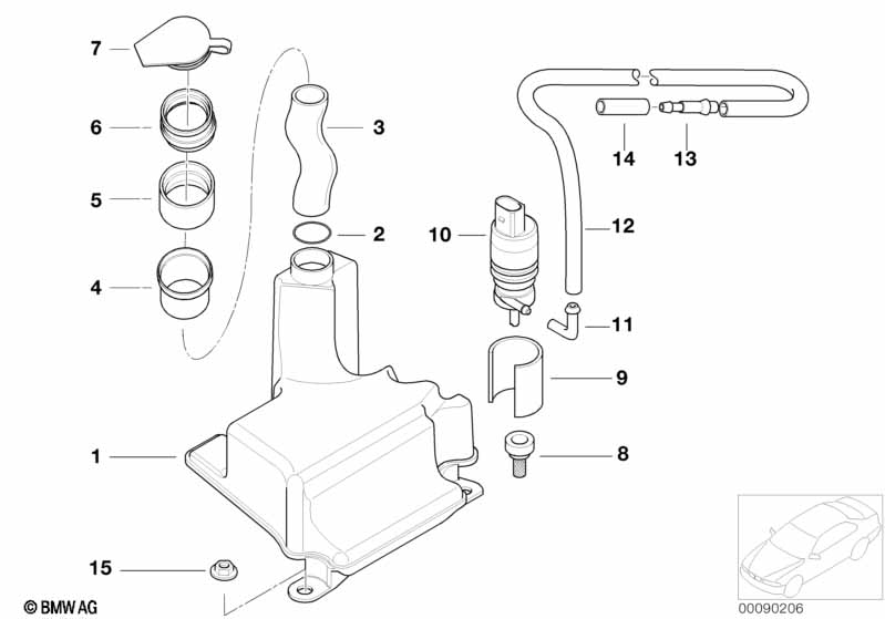 Single parts for rear window cleaning