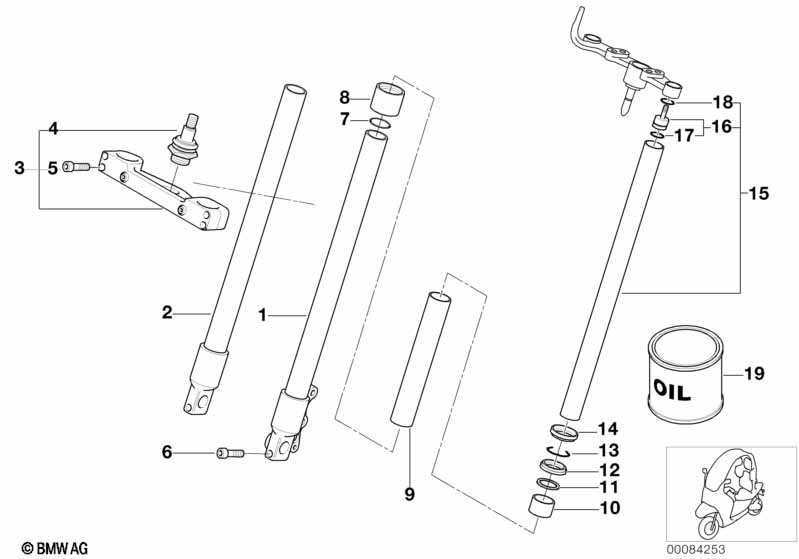 Ball joint fork, stanchion/slider