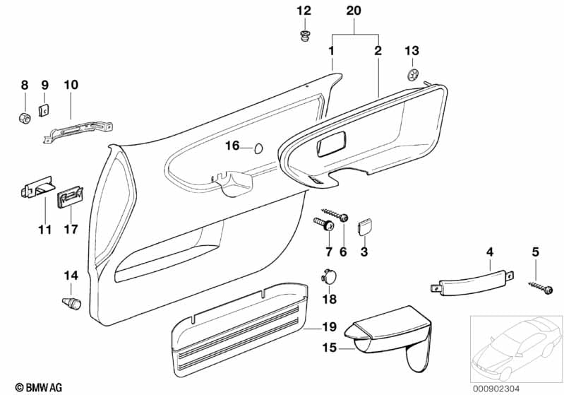 Door trim panel, front