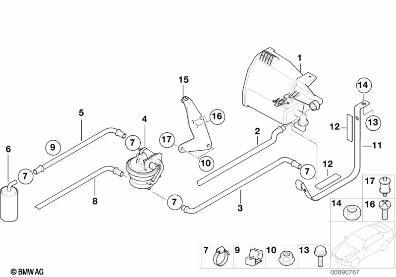 Genuine BMW 16131184588 E36 Outlet Pipe F Activated Carbon Container I (Inc. Z3) | ML Performance UK Car Parts