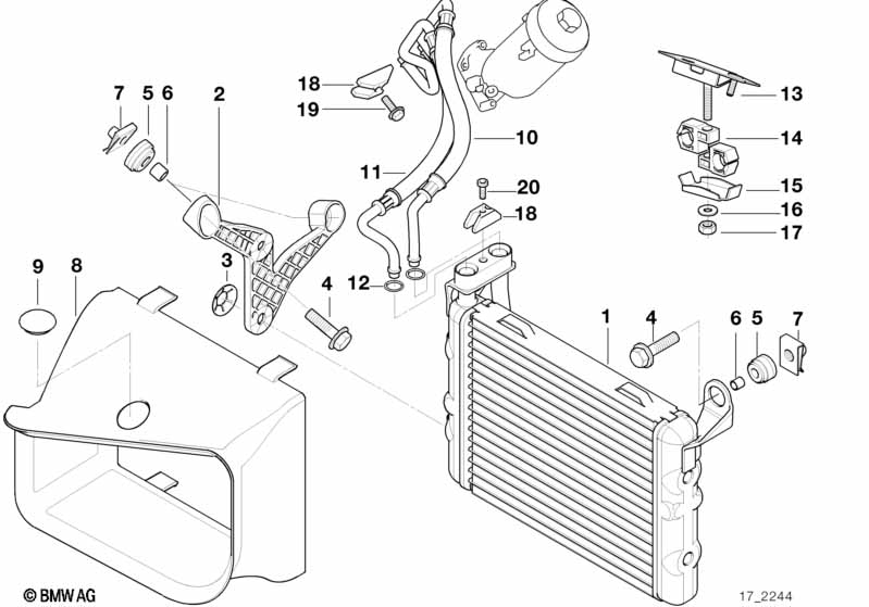 Genuine BMW 17212246029 E39 E38 Bracket Oil Cooler Mounting (Inc. 540iP, 725tds & 525td) | ML Performance UK Car Parts