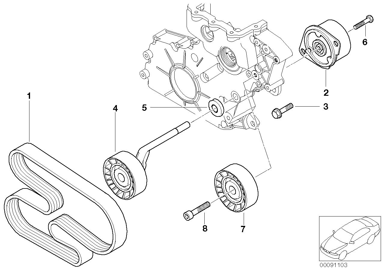 Genuine BMW 11287786880 E53 E61 E90 Belt Tensioner (Inc. 330xd, 335d & 520d) | ML Performance UK Car Parts
