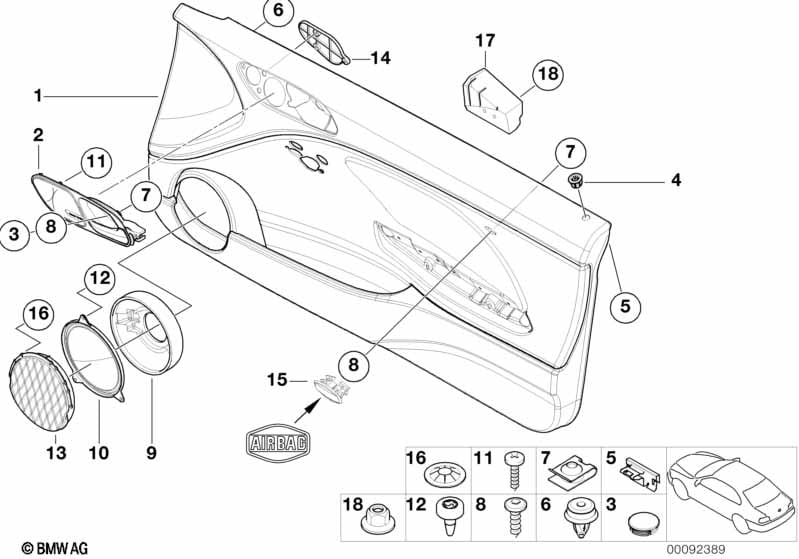 Door trim panel, front / side airbag