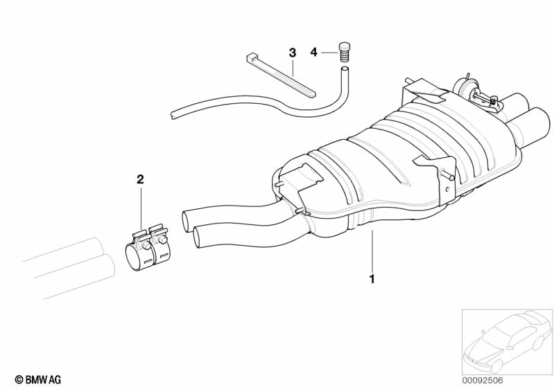 Exhaust system, rear