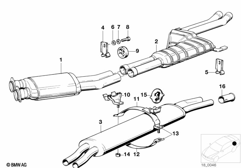 Genuine BMW 18121175360 E23 Rear Muffler (Inc. 745i) | ML Performance EU Car Parts