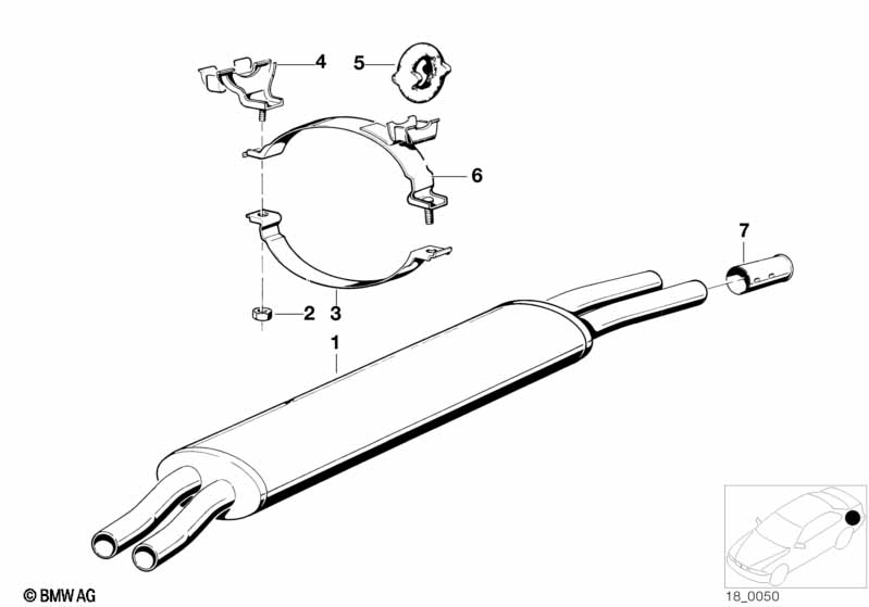 Genuine BMW 18121246747 E23 Rear Muffler (Inc. 733i) | ML Performance EU Car Parts