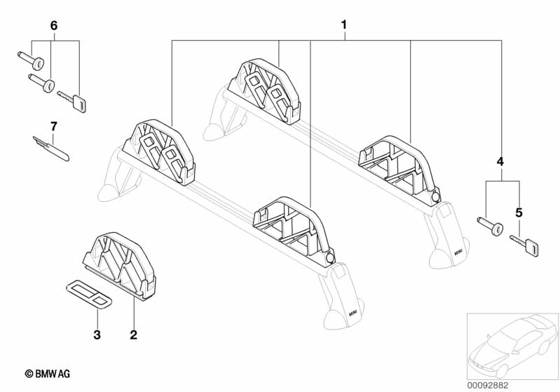 Standard ski holder, for 4 pairs of ski