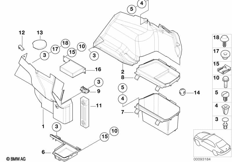 Lateral trunk floor trim panel