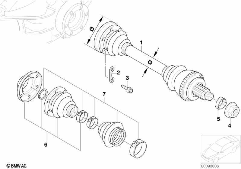 Genuine BMW 33211229235 E36 Exch. Output Shaft LK=80mm/D=26mm (Inc. Z3) | ML Performance UK Car Parts