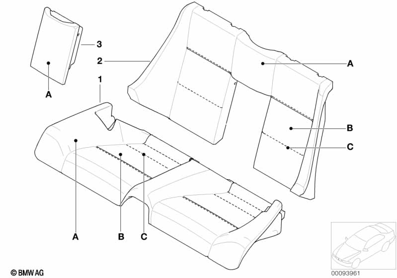 Individual cover, seat, rear, leather N6