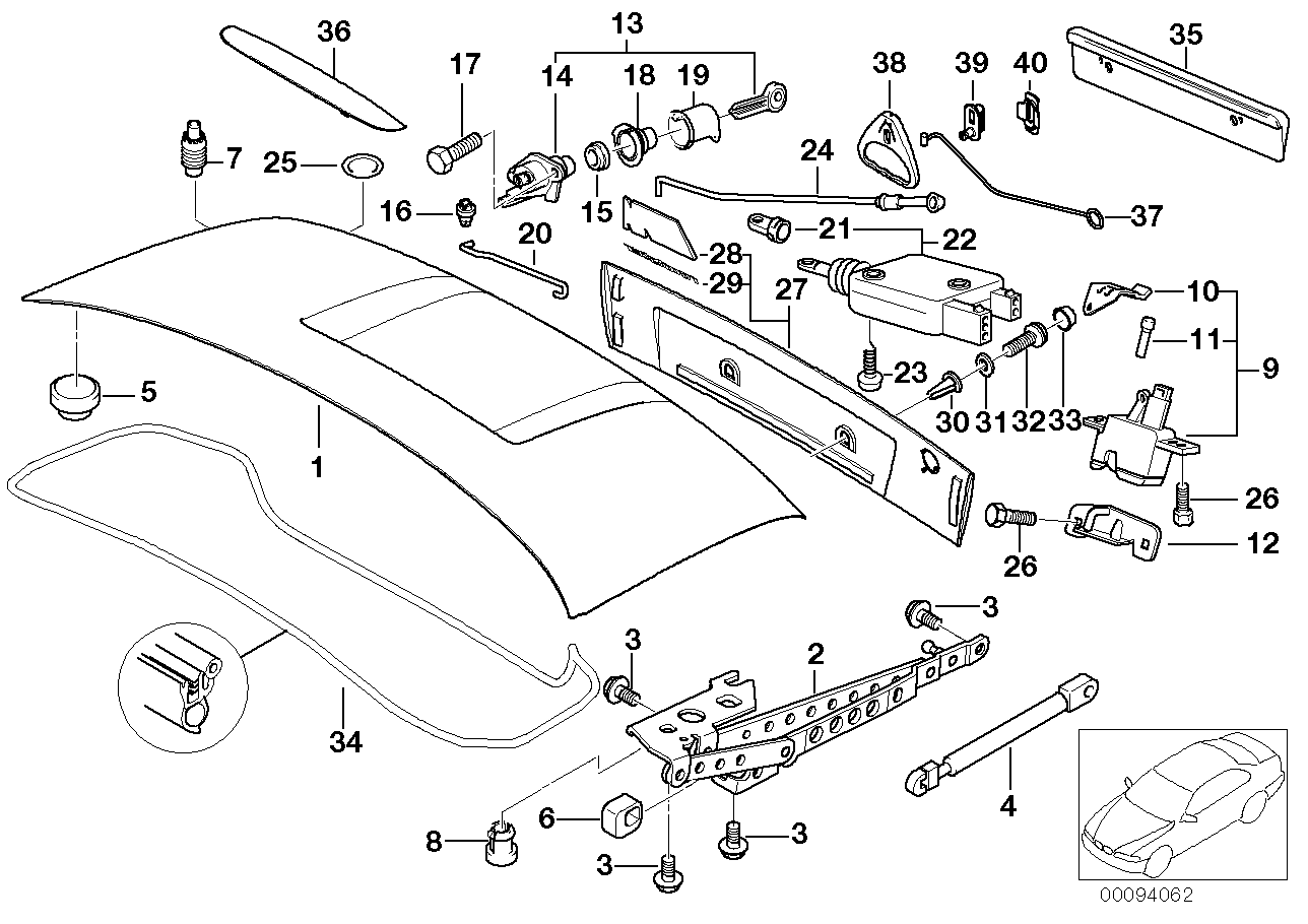Genuine BMW 51132496716 E36 Trunk Lid Cover -M- (Inc. Z3 M) | ML Performance UK Car Parts