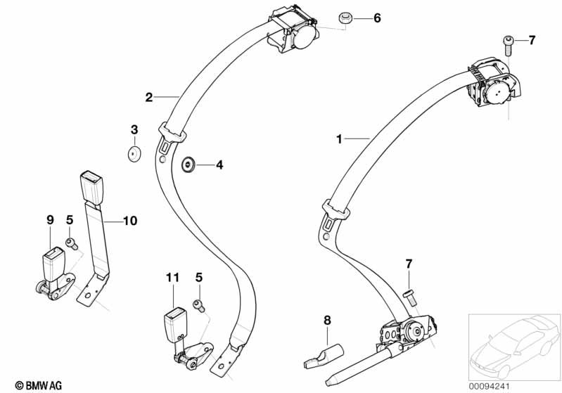 Rear seat belt for side airbag