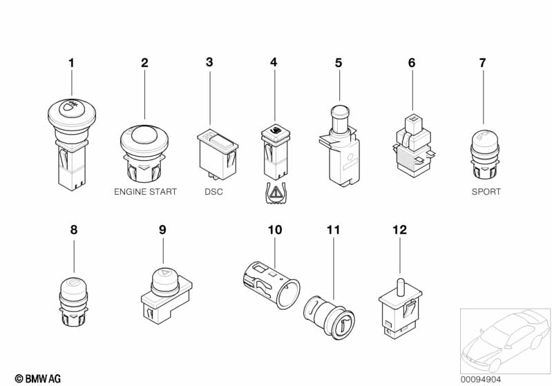 Genuine BMW 61318377343 E52 Switch, Starter (Inc. Alpina V8 & Z8) | ML Performance UK Car Parts