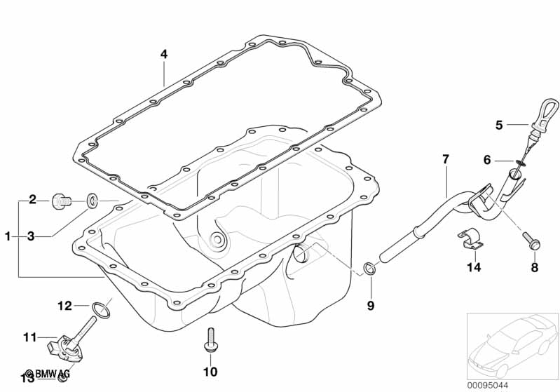 Oil pan/oil level indicator