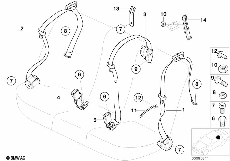 Safety belt rear