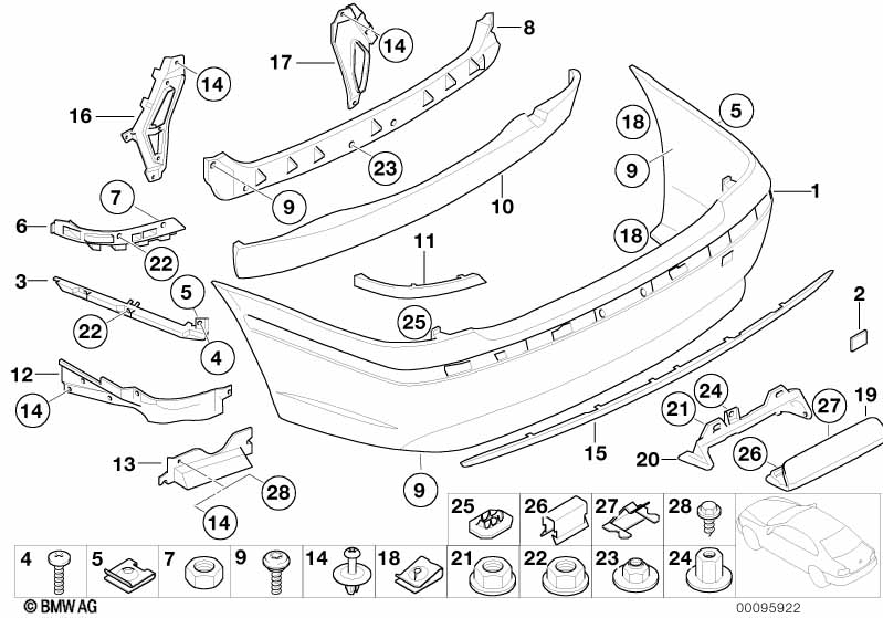 Trim cover, rear