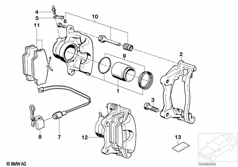 Front brake pad wear sensor