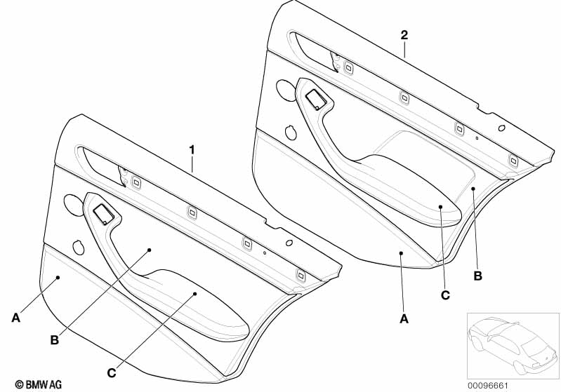 Individual rear door trim panel Q9