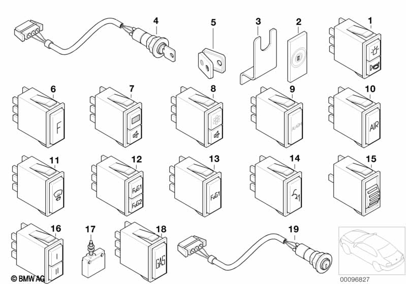 Genuine BMW 61318360356 E38 Tone Sequence Control System Switch (Inc. 750iLS) | ML Performance EU Car Parts