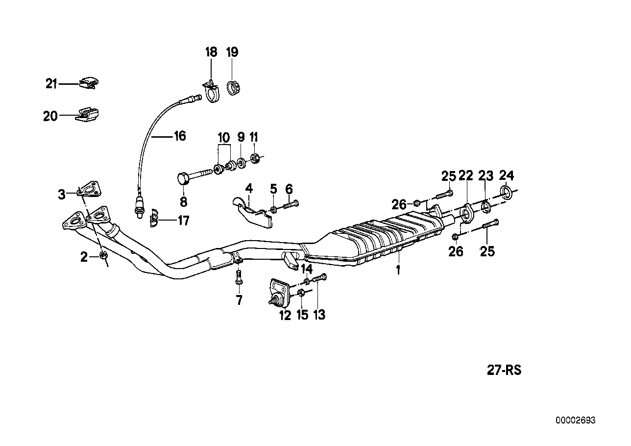 E30 exhaust system top