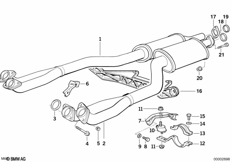 Genuine BMW 18101728710 E34 E32 Exhaust Pipe-Muffler ZYL.1-4 (Inc. 740iL, 740i & 540i) | ML Performance EU Car Parts