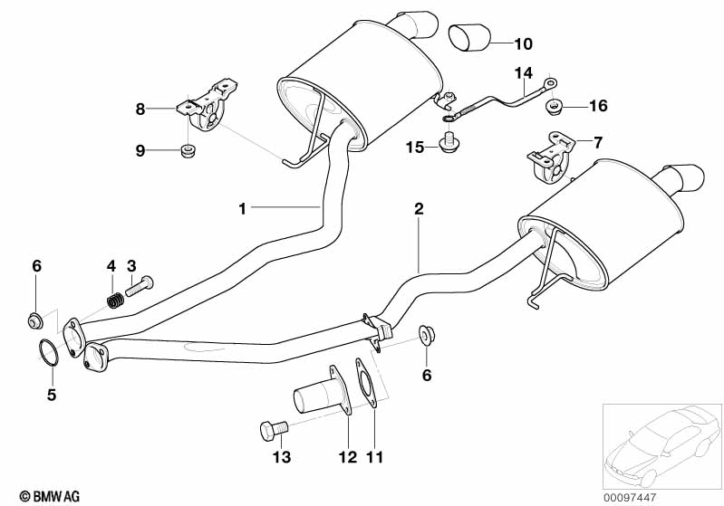 Exhaust system, rear