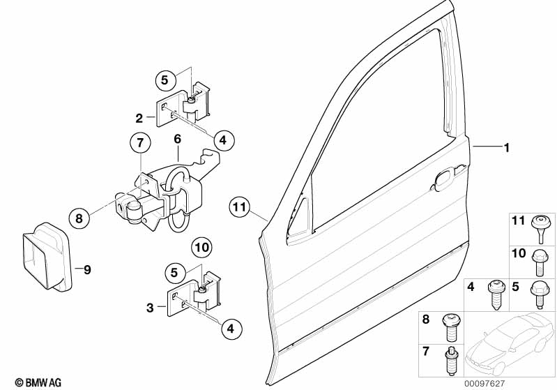 Genuine BMW 41518269837 E53 Left Lower Front Door Hinge (Inc. X5) | ML Performance EU Car Parts