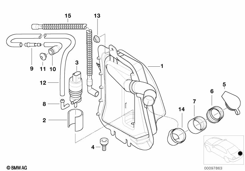 Single parts for rear window cleaning