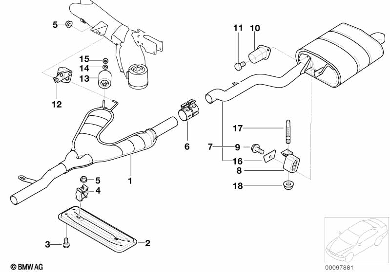 Exhaust system, rear