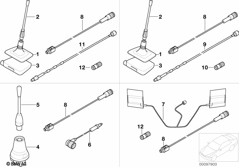 Single parts f Classic telephone antenna