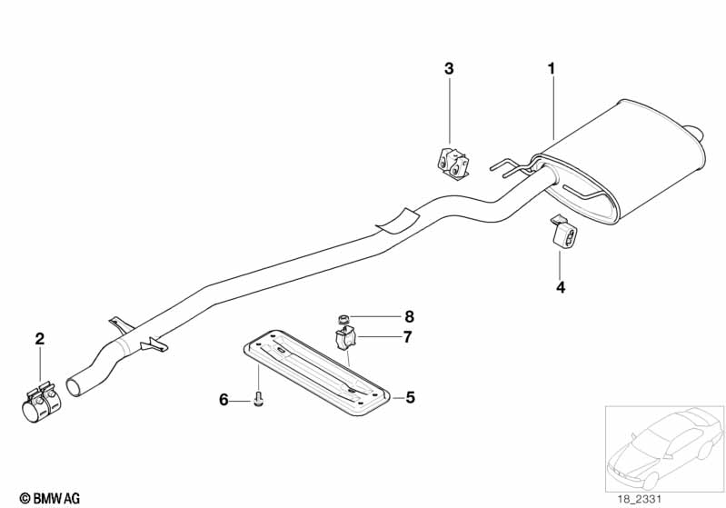 Exhaust system, rear