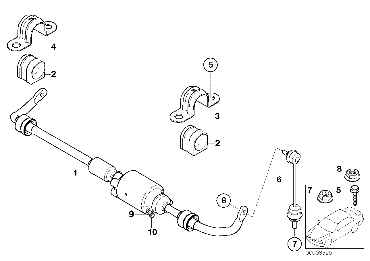 Genuine BMW 33556779492 E65 E66 Bracket For Right Stabilizer Bar Chrome-free CR(VI) (Inc. 730d) | ML Performance UK Car Parts