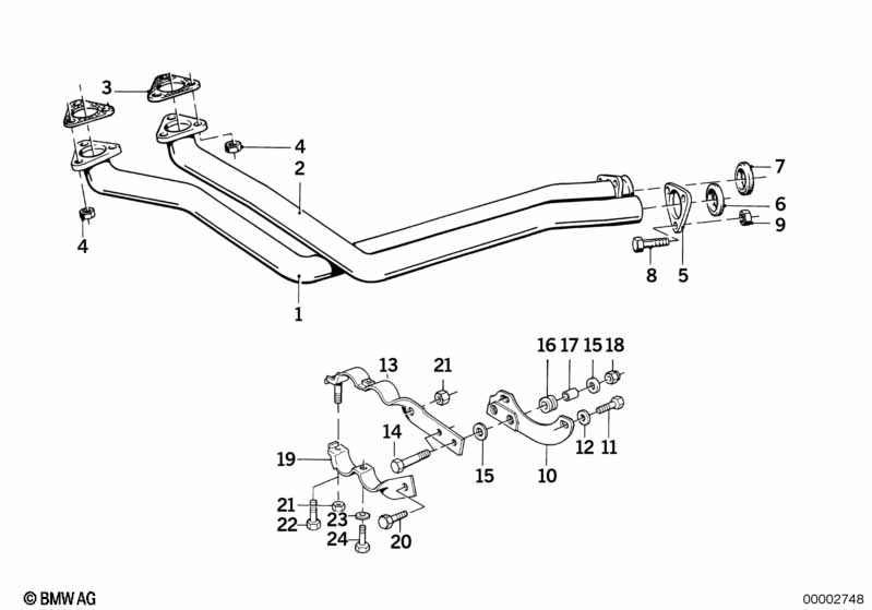 Genuine BMW 18111178075 E30 Exhaust Pipe ZYL.1-3 (Inc. 324d) | ML Performance EU Car Parts