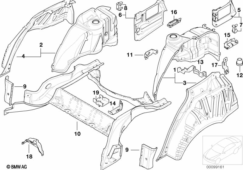 Rear wheelhouse/floor parts
