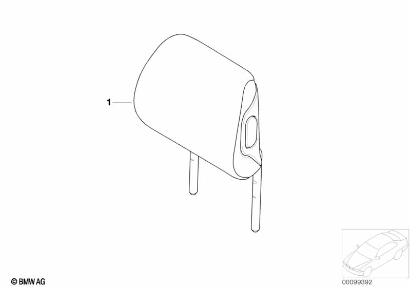 Individual headrest, leather, rear