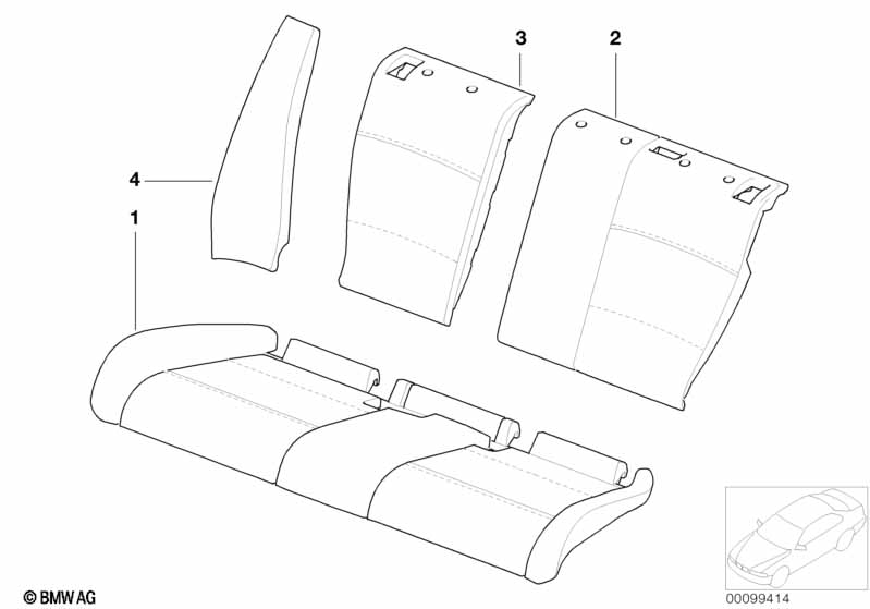 Individual cover, seat, rear, leather N6