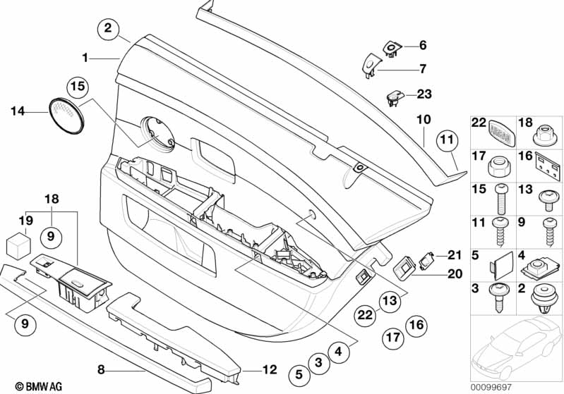 Rear door trim, side airbag
