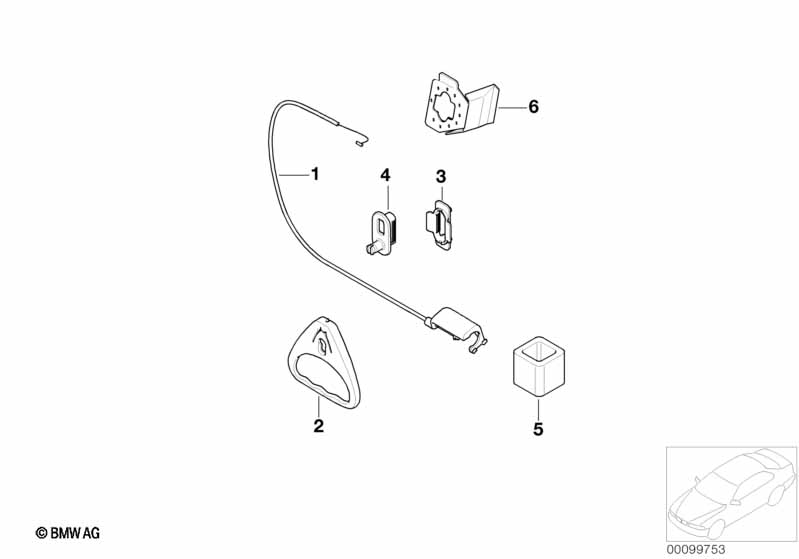 Genuine BMW 51247056411 E39 Bowden Cable, Emergency Unlocking (Inc. 523i) | ML Performance UK Car Parts