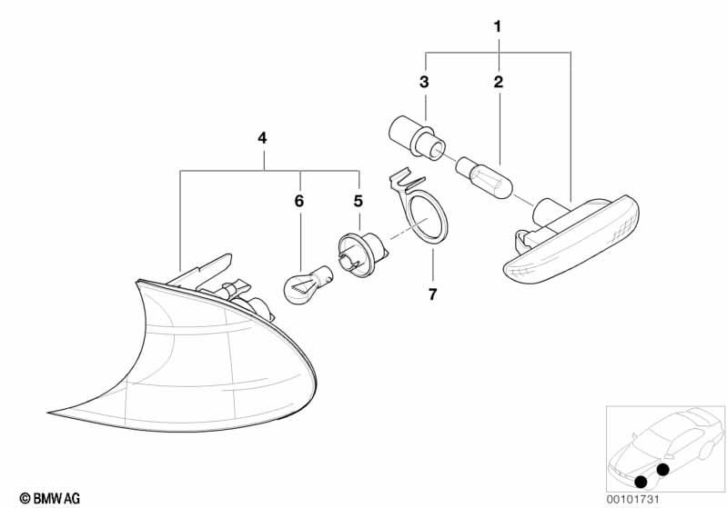 Front/front lateral turn indicator