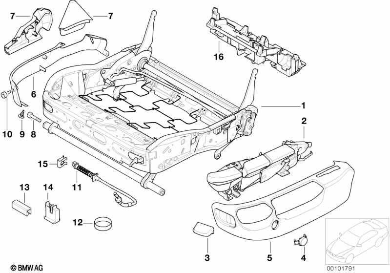 Genuine BMW 52108196285 E39 E38 Seat Frame, Left (Inc. 735i, 540i & 725tds) | ML Performance EU Car Parts