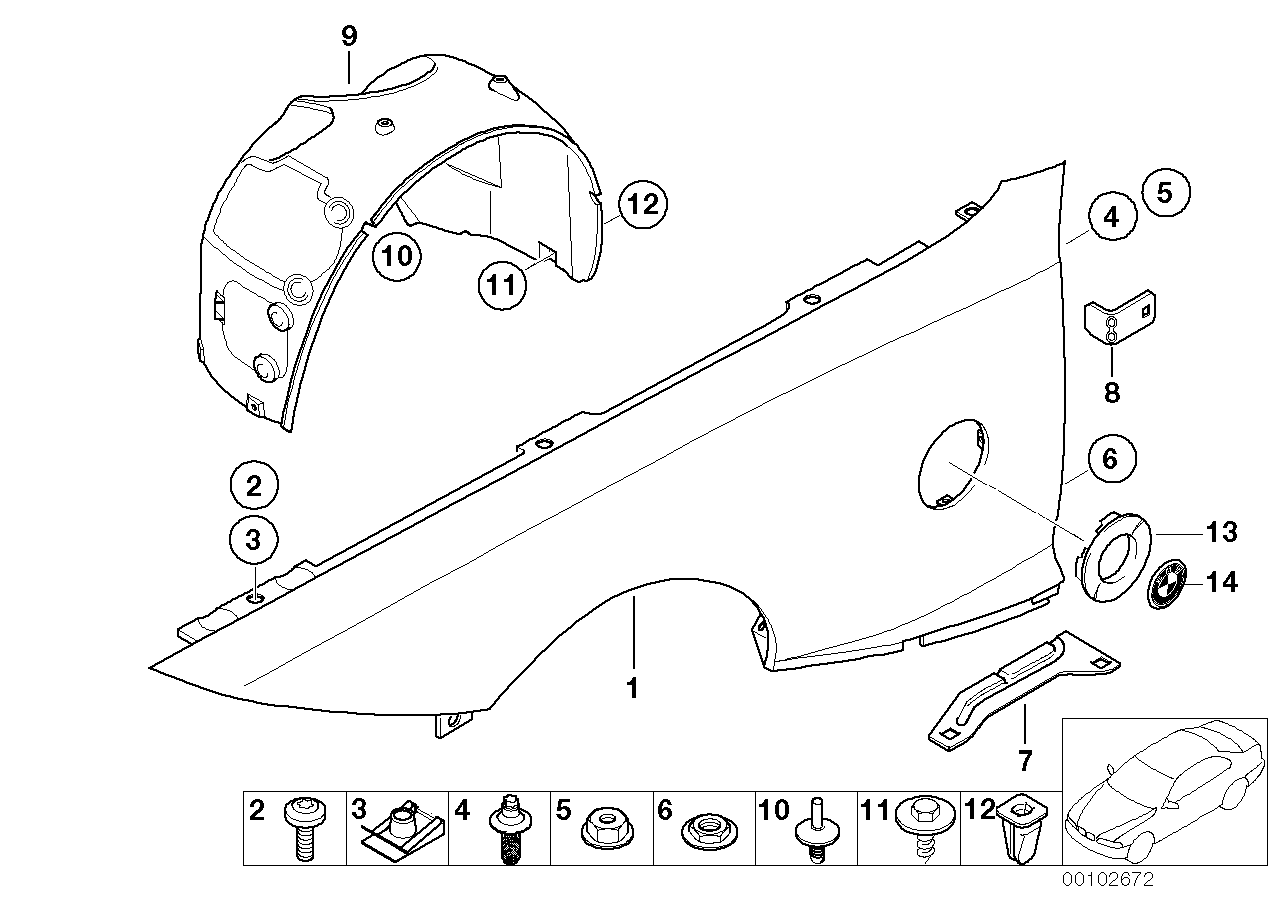 Genuine BMW 51717837559 E85 E86 Cover, Wheell Housing, Front Left (Inc. Z4 M3.2) | ML Performance US Car Parts