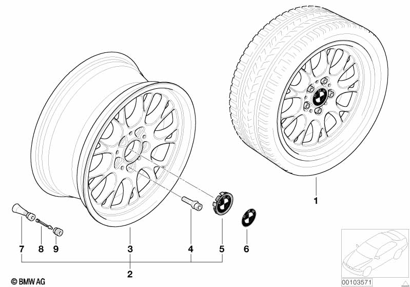 BMW light alloy wheel, cross spoke 133
